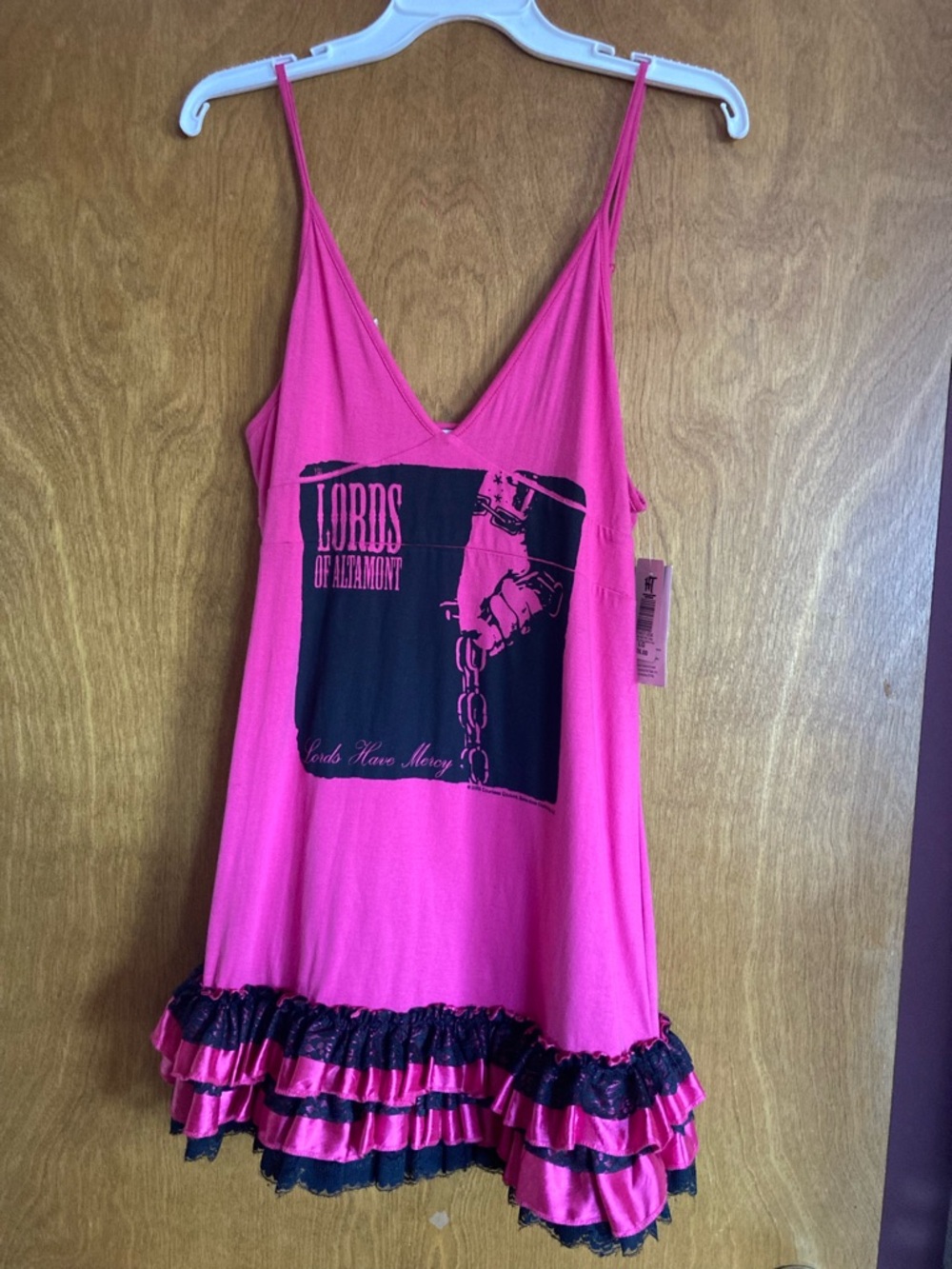 LORDS OF ALTAMONT Pink and Black Ruffled Mini Dress